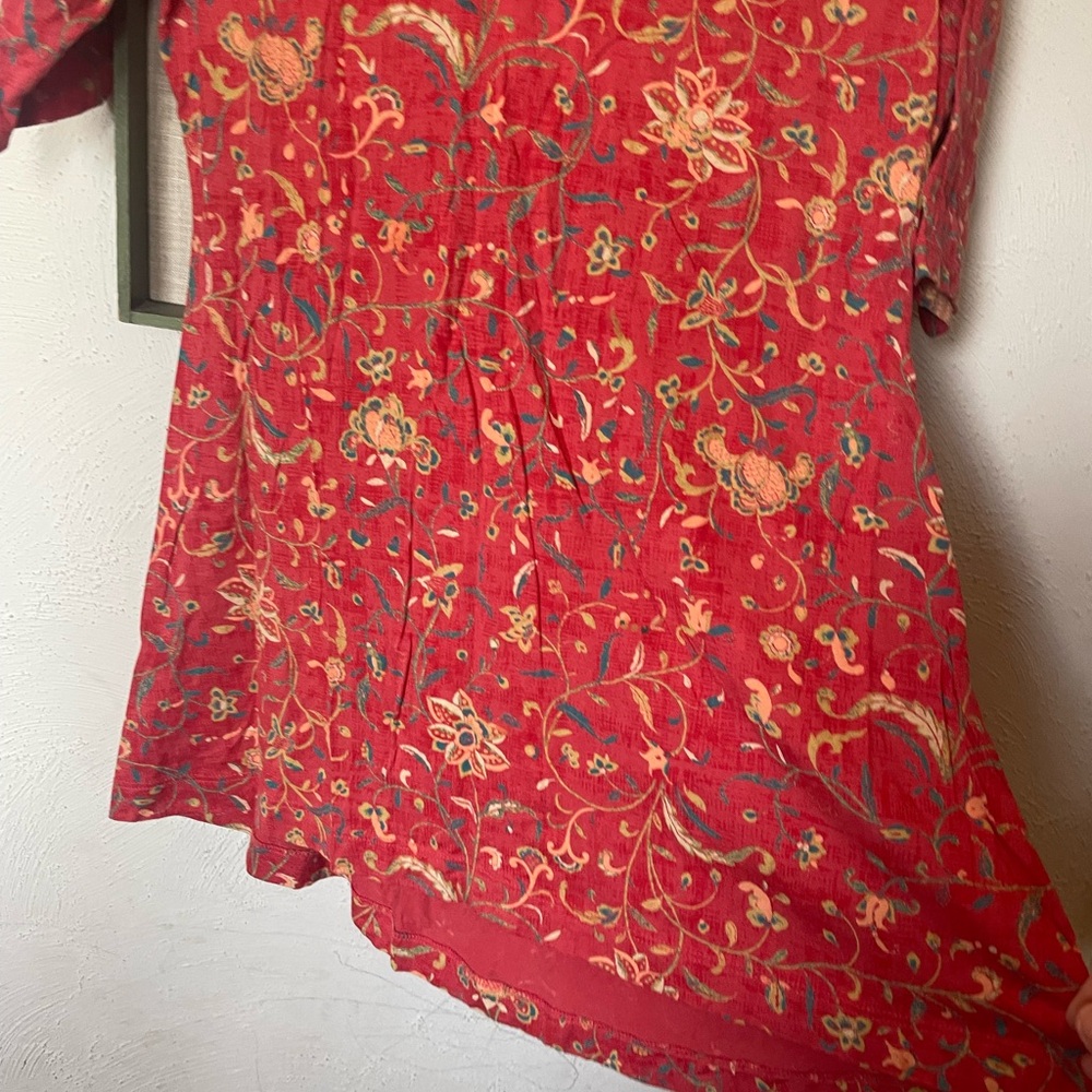 Peruvian Connection Red Floral Patterned tunic - image 3